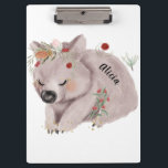 Cute Baby Wombat Gold Speckle Custom Clipboard<br><div class="desc">Introducing this delightful watercolor wombat with a touch of gold sparkle! This adorable creature will bring a whimsical charm to any space with its endearing features and enchanting artistic design. To add a touch of magic,  we've infused this lovely artwork with delicate gold sparkle accents.</div>