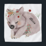 Cute Baby Wombat Gold Speckle Custom Name Bandana<br><div class="desc">Introducing this delightful watercolor wombat with a touch of gold sparkle! This adorable creature will bring a whimsical charm to any space with its endearing features and enchanting artistic design. To add a touch of magic,  we've infused this lovely artwork with delicate gold sparkle accents.</div>