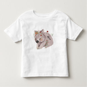 Cute Baby Wombat Gold Speckle Custom Name Toddler T-shirt