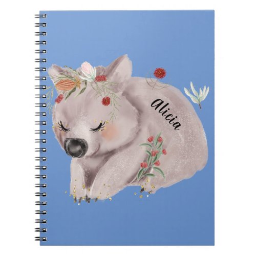 Cute Baby Wombat Gold Speckle Custom Notebook