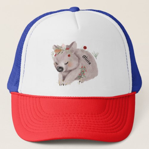 Cute Baby Wombat Gold Speckle Custom Trucker Hat