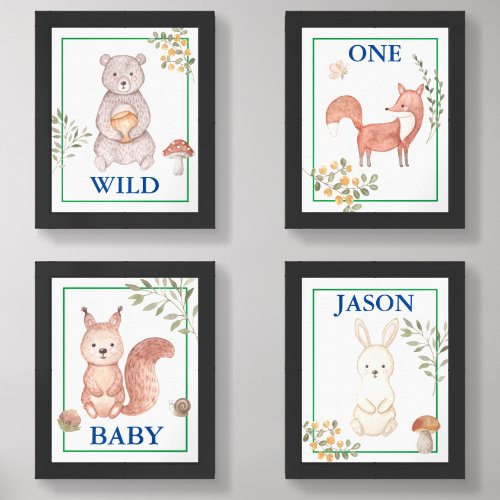 Cute Baby Woodland Animals Print Set