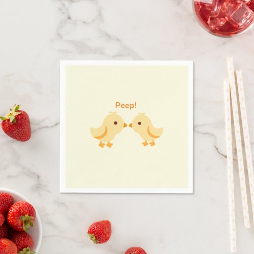 Cute Baby Yellow Chick Baby Shower Napkins