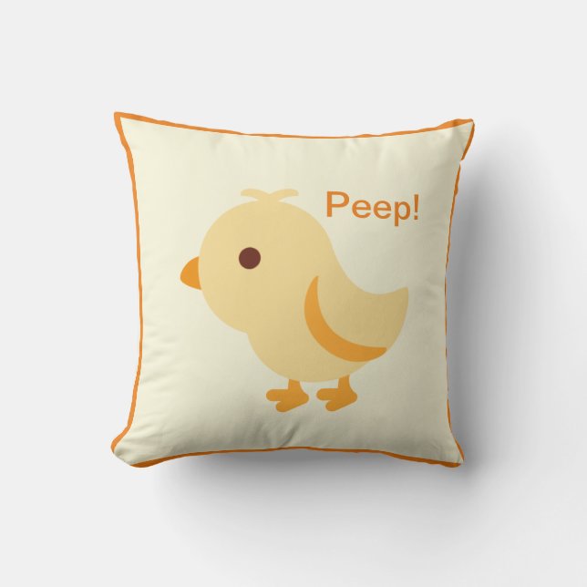Cute Baby Yellow Chick Throw Pillow (Front)