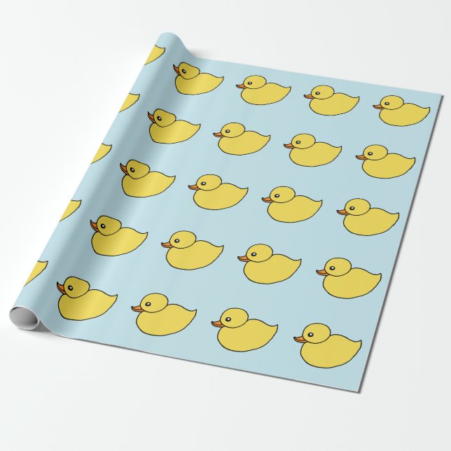 Cute Baby Yellow Ducks Ducky Duckie Wrapping Paper (Unrolled)
