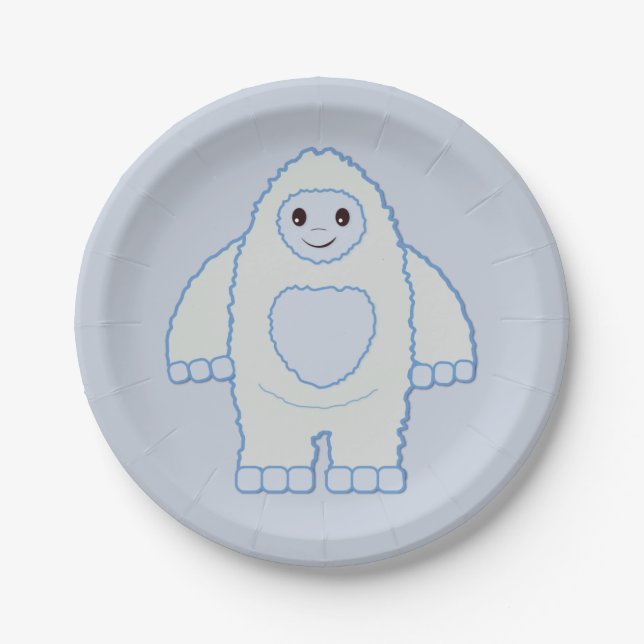 Cute Baby Yeti Paper Plates (Front)
