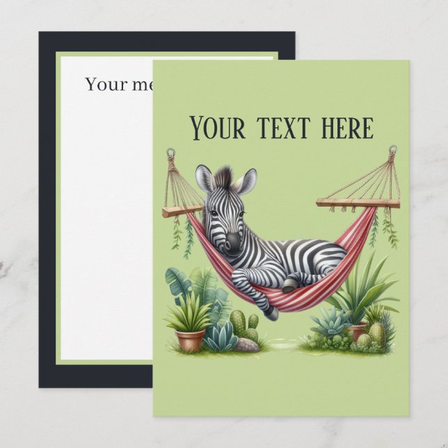 Cute baby zebra add message note card (Front/Back)
