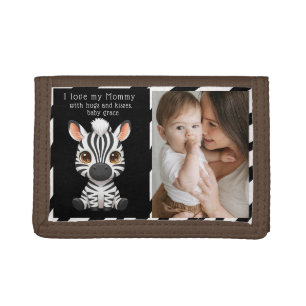 Cute Baby Zebra Art, Child's Name & Message photo Tri-fold Wallet