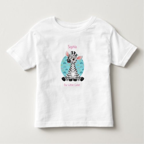 Cute Baby Zebra Cartoon DIY Name  Your Text Pink Toddler T_shirt