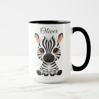 Cute Baby Zebra Cartoon, Personalize Child's Name Mug