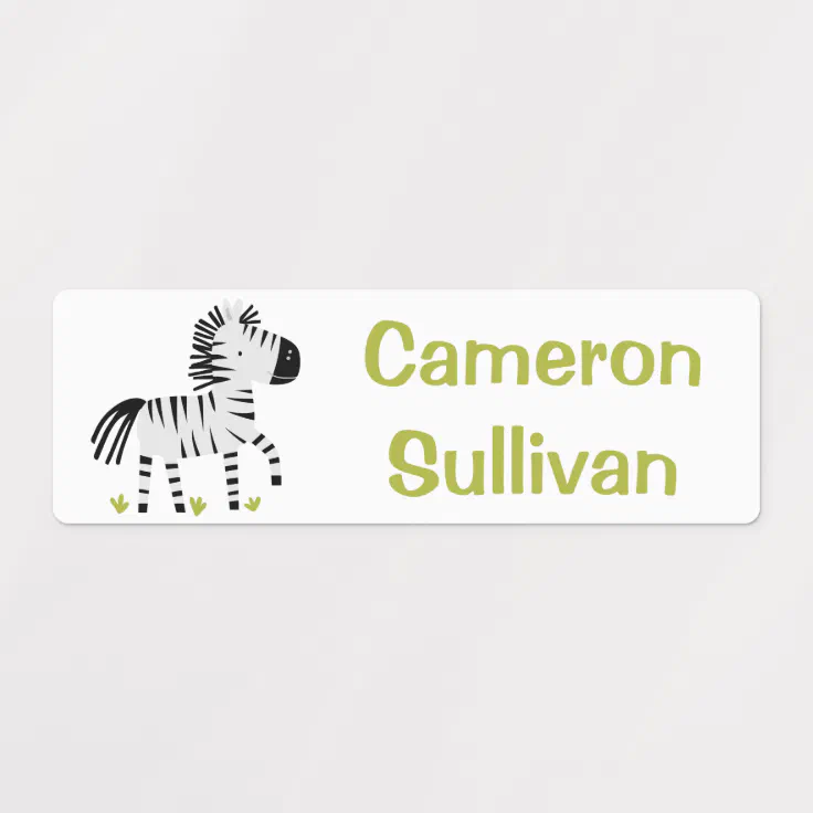 Cute Baby Zebra Cartoon Safari Personalized Name Kids' Labels | Zazzle Cute Baby Zebra Cartoon Safari Personalized Name Kids' Labels | Zazzle