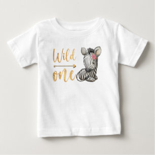 Cute Baby Zebra Floral Wild One T-Shirt