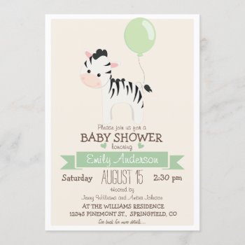 Cute Baby Zebra  Jungle Zoo Animal Baby Shower Invitation by Card_Stop at Zazzle