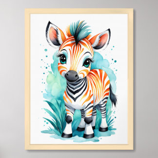 Cute Baby Zebra Nursery Wall Art