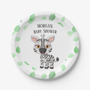 Cute Baby Zebra Travel Jungle Safari Tree Leaves Paper Plates