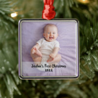 Cute baby's 1st christmas metal ornament