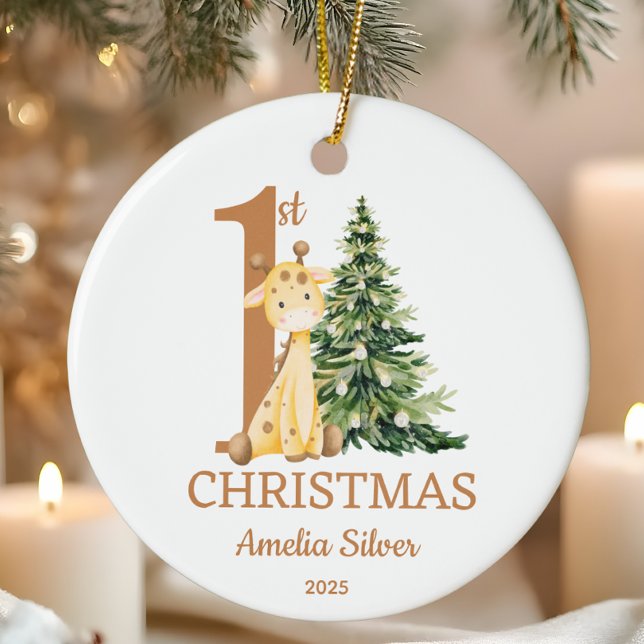 Cute Baby's 1st Christmas Personalized Ceramic Ornament (Creator Uploaded)