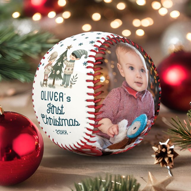 Cute Baby's 1st Christmas Tree Drawing 2 Photos Baseball (Creator Uploaded)