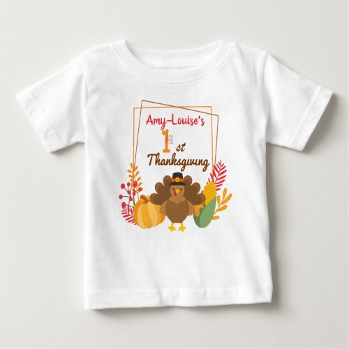 Cute Babys 1st Thanksgiving Turkey Baby T_Shirt