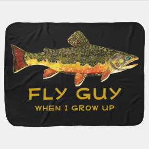 Cute Baby's Brook Trout FLY GUY Fly Fishing Swaddle Blanket