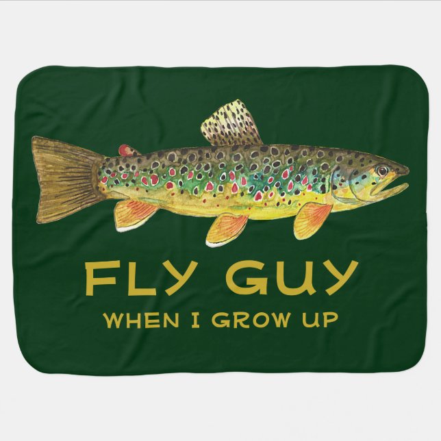 Cute Baby's Brown Trout FLY GUY Fly Fishing Stroller Blanket (Horizontal)
