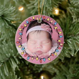 Cute baby's first christmas ceramic ornament