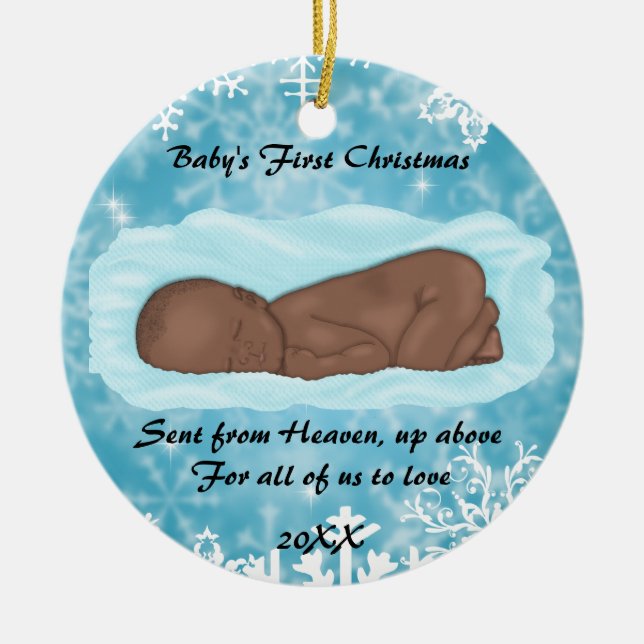 CUTE Baby's First Christmas Ceramic Ornament (Front)