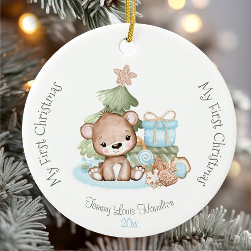 Cute Babys First Christmas Ornament Ceramic