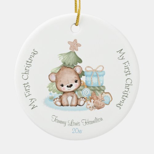 Cute Babys First Christmas Ornament Ceramic