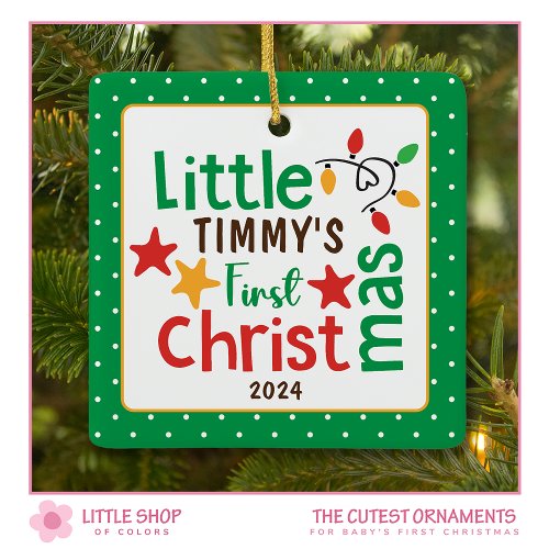 Cute Babys First Christmas Photo Ceramic Ornament