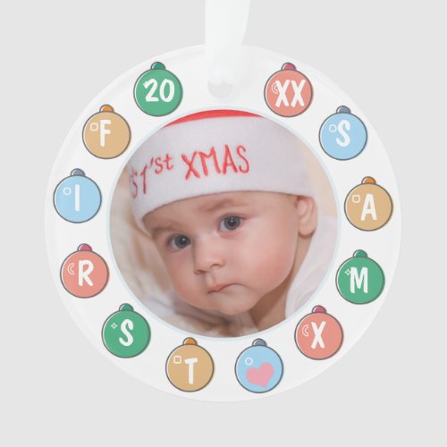 Cute Babys First Christmas Photo Ornament