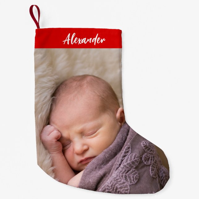 Cute Baby's First Christmas  Small Christmas Stocking (Front)