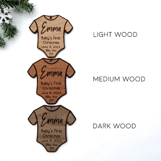 Cute Baby's First Christmas Wooden Ornament (Front)