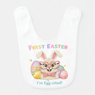 Cute Baby's First Easter Egg-cited Bunny Baby Bib