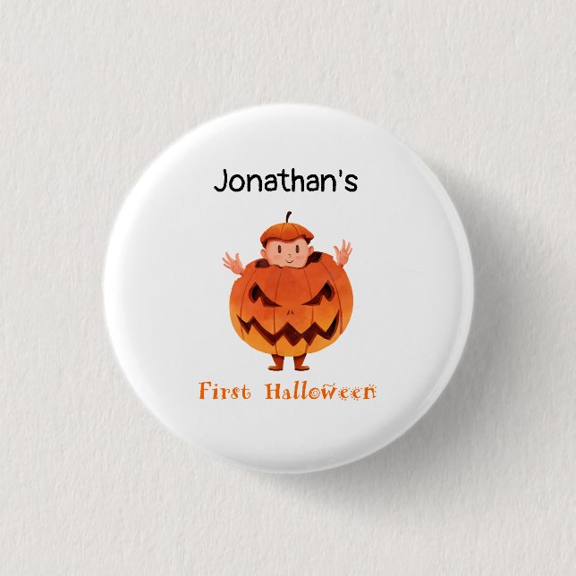 cute Baby's first Halloween Jack o Lantern Button (Front)