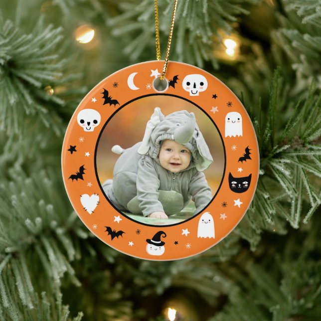 Cute Baby's First Halloween Photo Ornament (Tree)