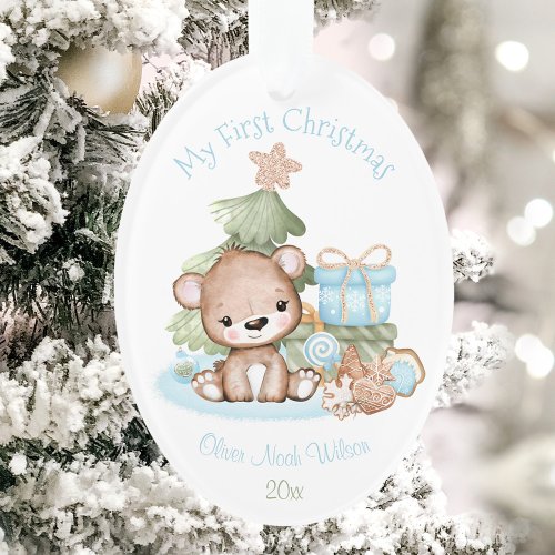 Cute Babys First Oval Christmas Ornament Acrylic
