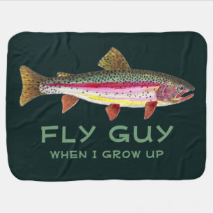 Cute Baby's Rainbow Trout Fly Fishing Stroller Blanket