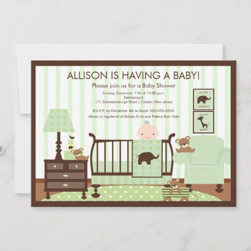 Cute Baby's Room Scene Shower Invitation