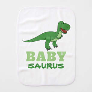 Cute Babysaurus Dinosaur T-Rex Dino Custom Text Baby Burp Cloth
