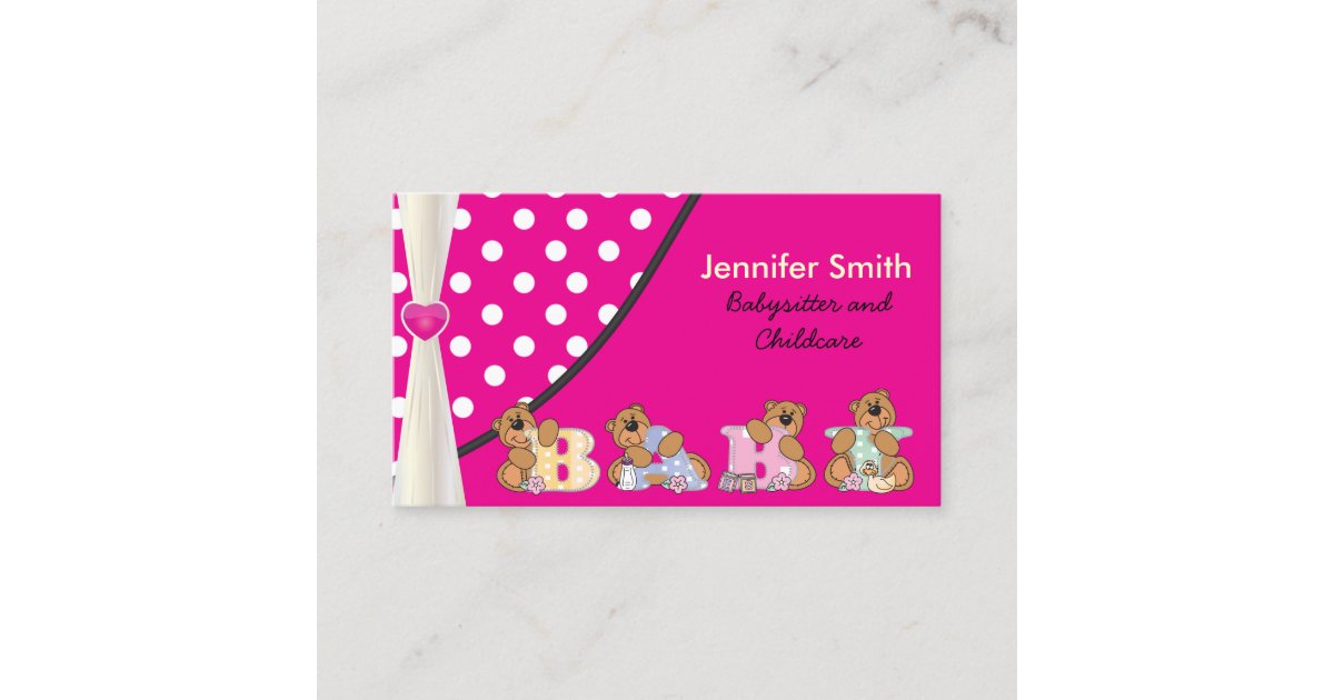 Cute Babysitter Or Childcare Business Card