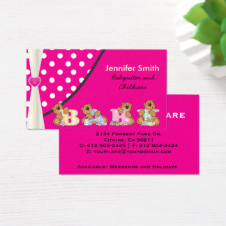 babysitting business cards templates free printable