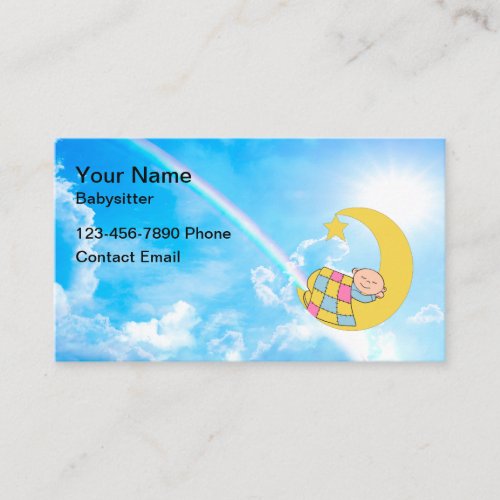 Cute Babysitter Rainbow Sky Business Card