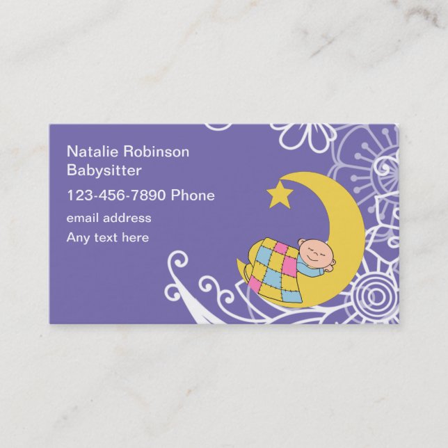 Cute Babysitter Theme Business Cards Design (Front)