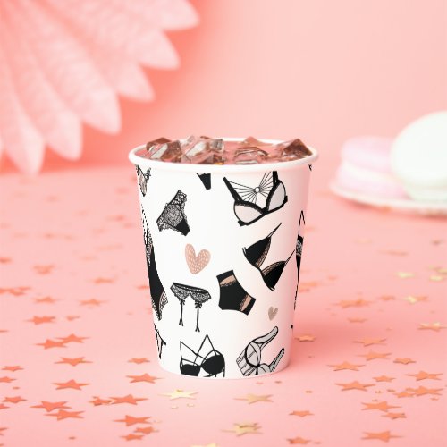 Cute Bachelorette Lingerie Pattern Paper Cups