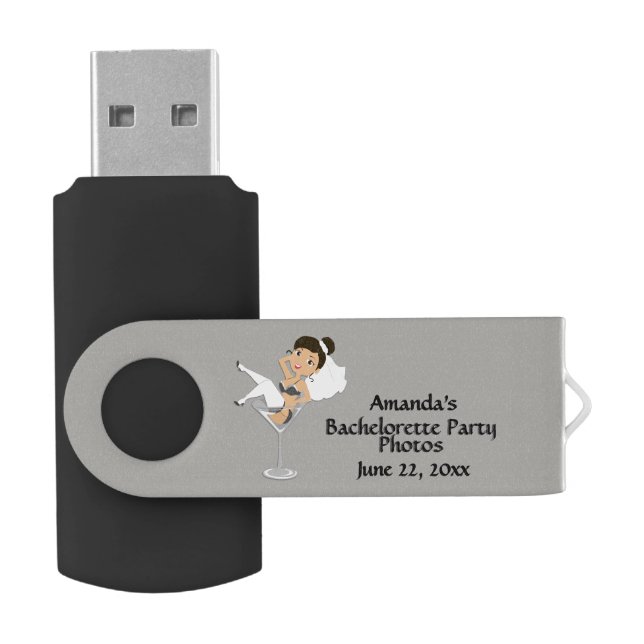 Cute Bachelorette Party Photo Files Flash Drive (Opened)