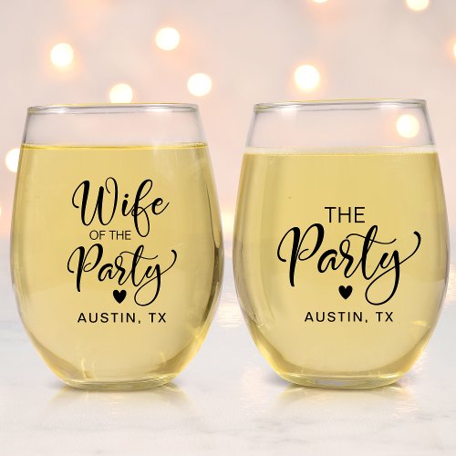 Cute Bachelorette Party Stemless Wine Glass