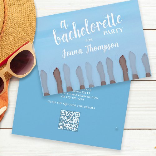 Cute Bachelorette Party Watercolor Spa QR Code Invitation