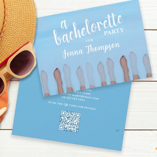 Cute Bachelorette Party Watercolor Spa QR Code Invitation