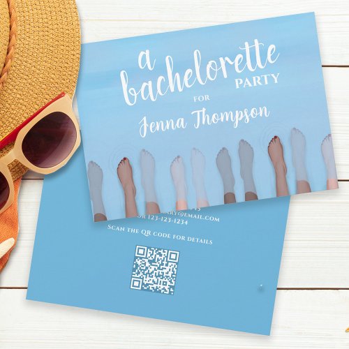 Cute Bachelorette Party Watercolor Spa QR Code Invitation